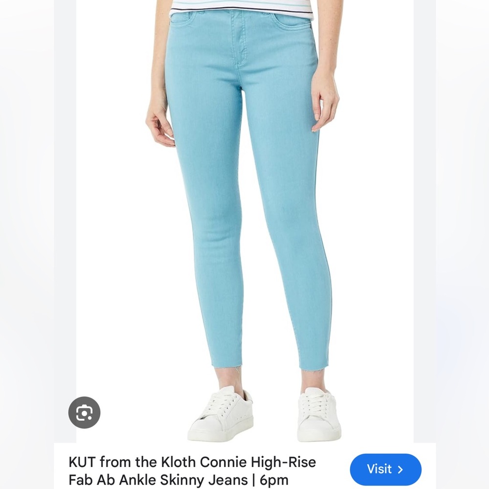 KUT From The Kloth Jeans 8 Connie Mid Rise Ankle Skinny Designer. Teal/Blue